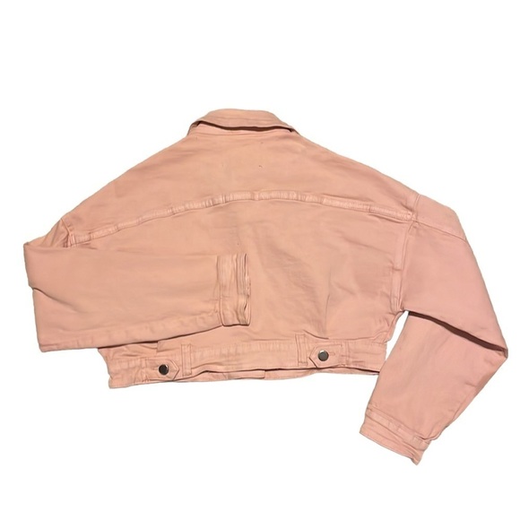 FASHION Nova Light Pink Cropped Jean Jacket Size Small - Picture 5 of 7